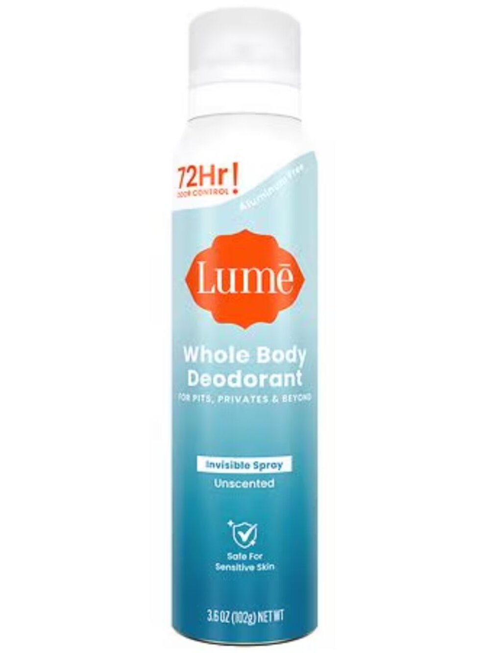 Lume Whole Body Deodorant for Women Spray Deodorant Aluminum Free Unscented